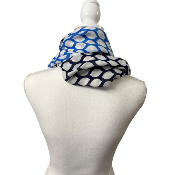 Kate Spade New York Infinity Scarf W/Blue & White Lemon Print Lightweight - Picture 3 of 9